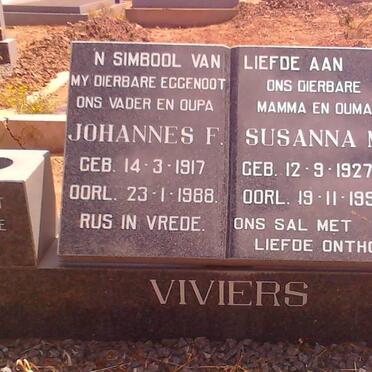 VIVIERS Johannes F. 1917-1988 &amp; Susanna M. 1927-1994