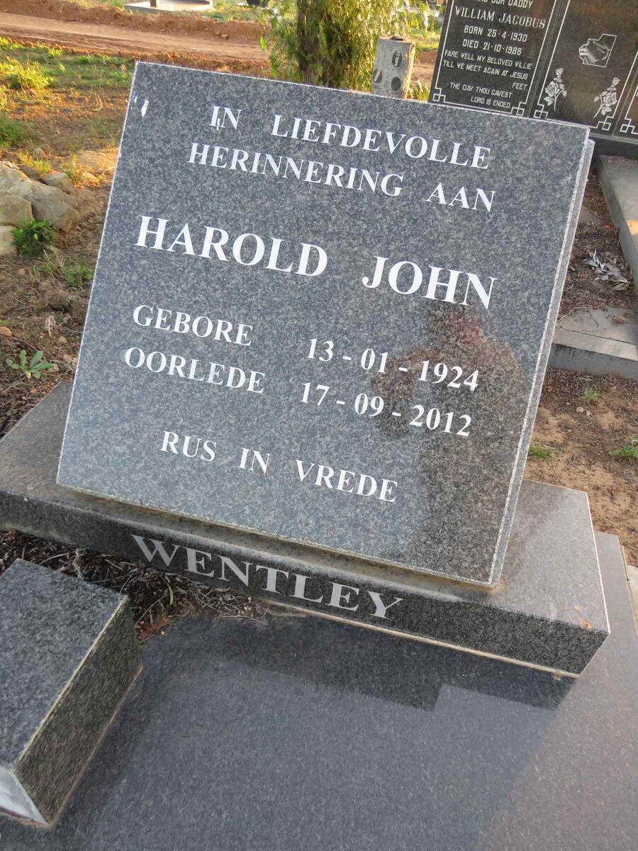 WENTLEY Harold John 1924-2012