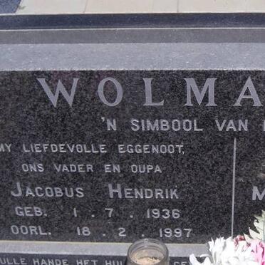 WOLMARANS Jaco Hendrik 1936-1997 &amp; Martha Maria Jacoba 1937-