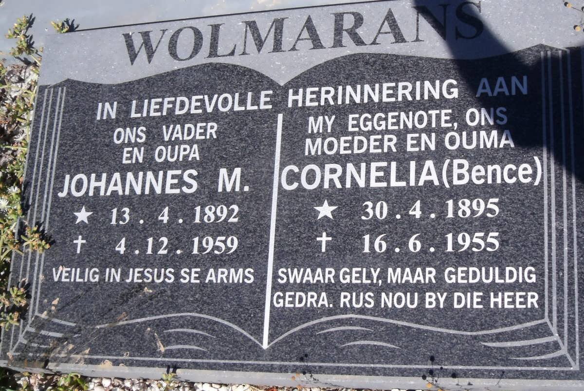 WOLMARANS Johannes M. 1892-1959 &amp; Cornelia BENCE 1895-1955