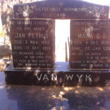 WYK Jan Petrus, van 1889-1954 &amp; Maria C.S. 1896-1980