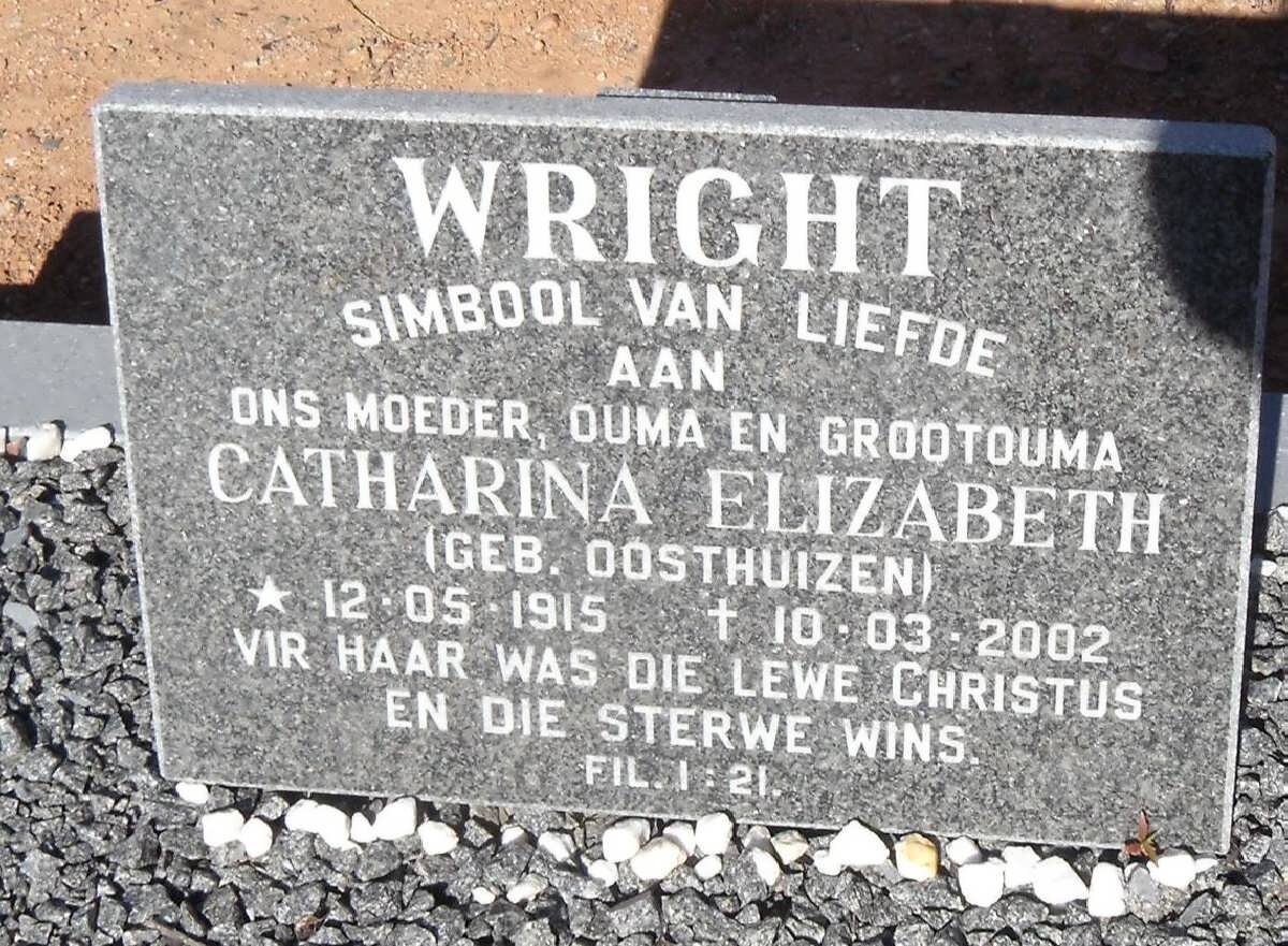 WRIGHT Catharine Elizabeth nee OOSTHUIZEN 1915-2002