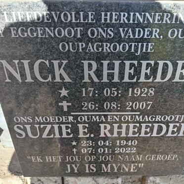 RHEEDER Nick 1928-2007 & Suzie E. 1940-2022