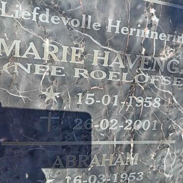 HAVENGA Abraham 1953- & Marie ROELOFSE 1958-2001 