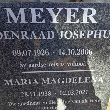 MEYER Coenraad Josephus 1926-2006 & Maria Magdelena 1938-2021