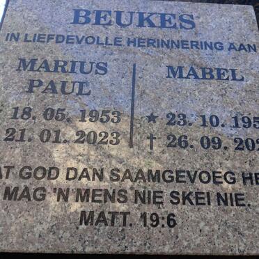 BEUKES Marius Paul 1953-2023 & Mabel 1958-2022