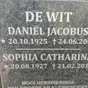 WIT Daniel Jacobus, de 1925-2001 & Sophia Catharina 1927-2017