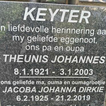 KEYTER Theunis Johannes 1921-2003 & Jacoba Johanna Dirkie 1925-2019