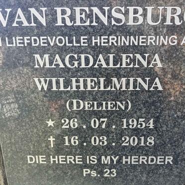 RENSBURG Magdalena Wilhelmina, van 1954-2018