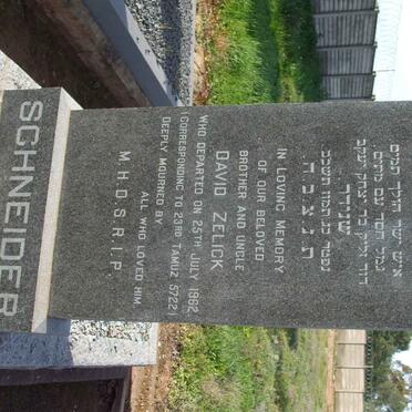 SCHNEIDER David Zelick  -1962