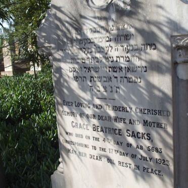 SACKS Grace Beatrice  -1923