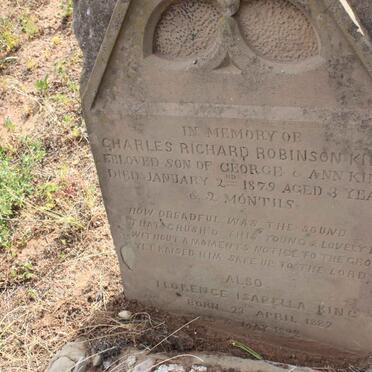 KING Charles Richard Robinson 1876-1879 :: KING Florence Isabella 1882-1882