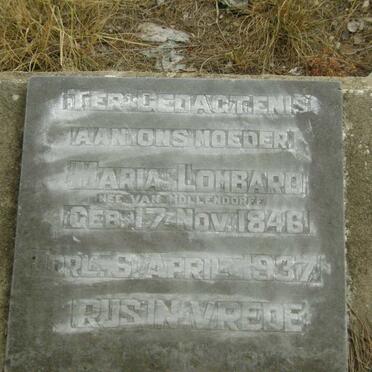 LOMBARD Maria nee VAN MOLLENDORFF 1846-1937