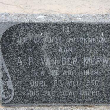 MERWE A.P., van der 1879-1960