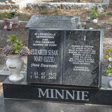 MINNIE Elizabeth Susan Mary nee DAWSON 1925-2001