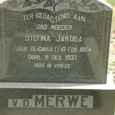 MERWE Stefina Jacoba, van der nee BLIGNAULT 1884-1937
