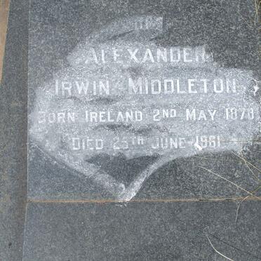 MIDDLETON Alexander Irwin 1878-1961