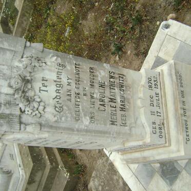 MATTHEWS Albert Lawrence 1871-1944 &amp; Caroline Merle MARINCOWITZ 1870-1932