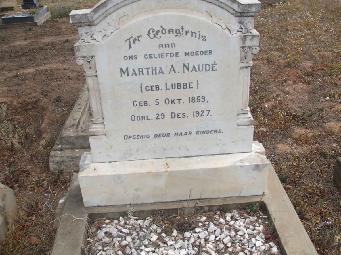 NAUDE Martha A. nee LUBBE 1859-1927