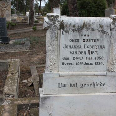 RIET Johanna Egbertha, van der 1858-1934