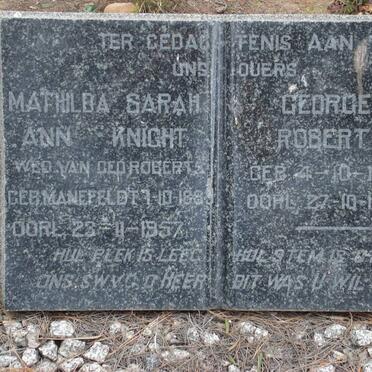 ROBERTS George 1884-1933 &amp; Mathilda Sarah Ann KNIGHT, formerly ROBERTS nee MANEFELDT 1883-1957