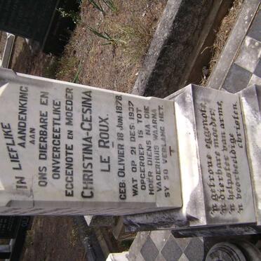 ROUX Stephanus Daniel, le 1874-1949 &amp; Christina Gesina OLIVIER 1878-1937