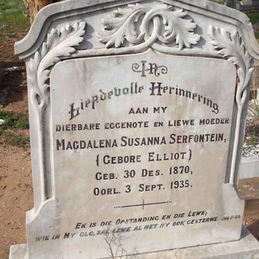 SERFONTEIN Magdalena Susanna ELLIOT 1870-1935