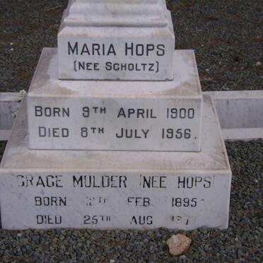 SCHOLTZ Grace Mulder nee HOPS 1895-1977 :: HOPS Maria nee SCHOLTZ 1900-1956