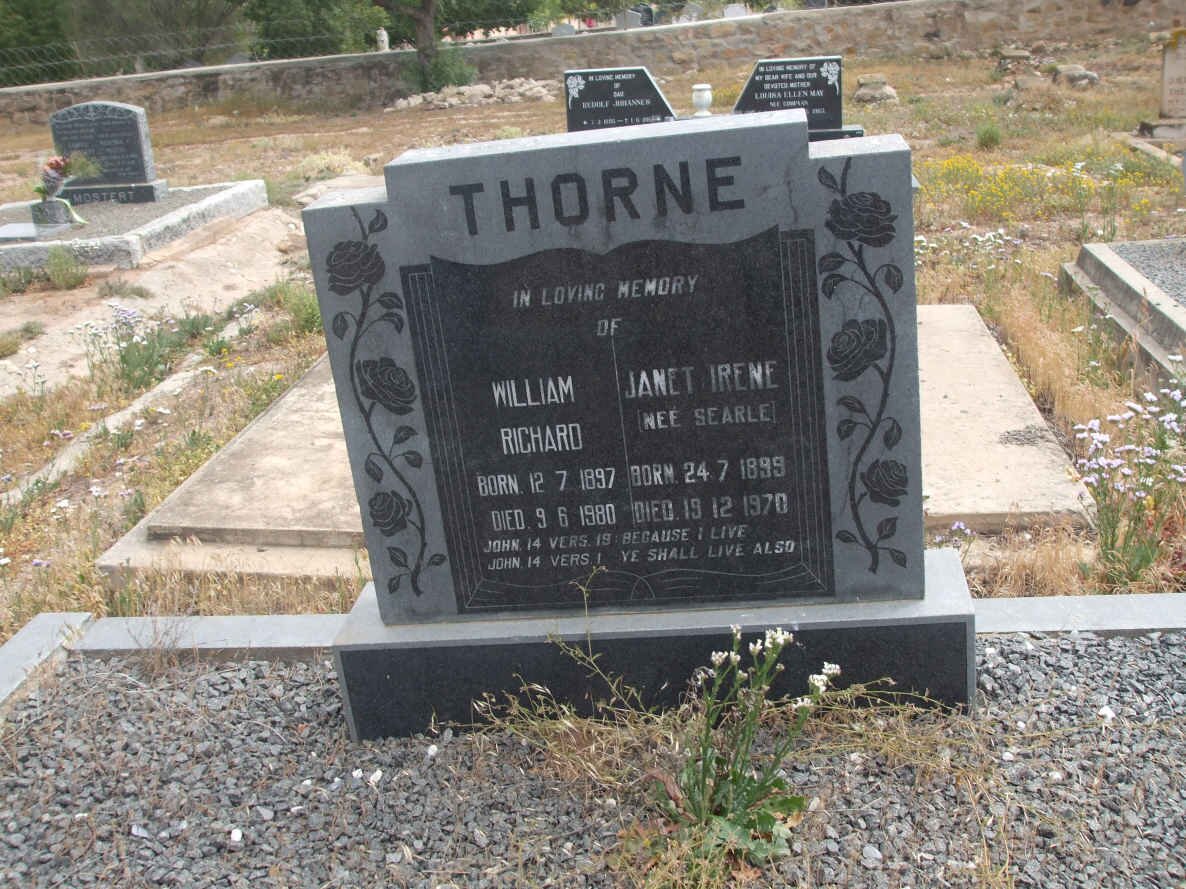 THORNE William Richard 1897-1980 &amp; Janet Irene SEARLE 1899-1970