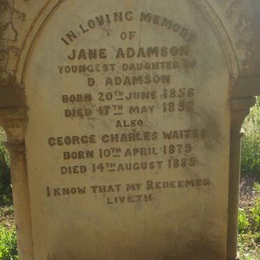 ADAMSON Jane 1856-1892 :: WAITES George Charles 1879-1855