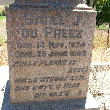 PREEZ Sarel J., du 1874-1945 &amp; Gezina A.C. FOURIE 1877-1945