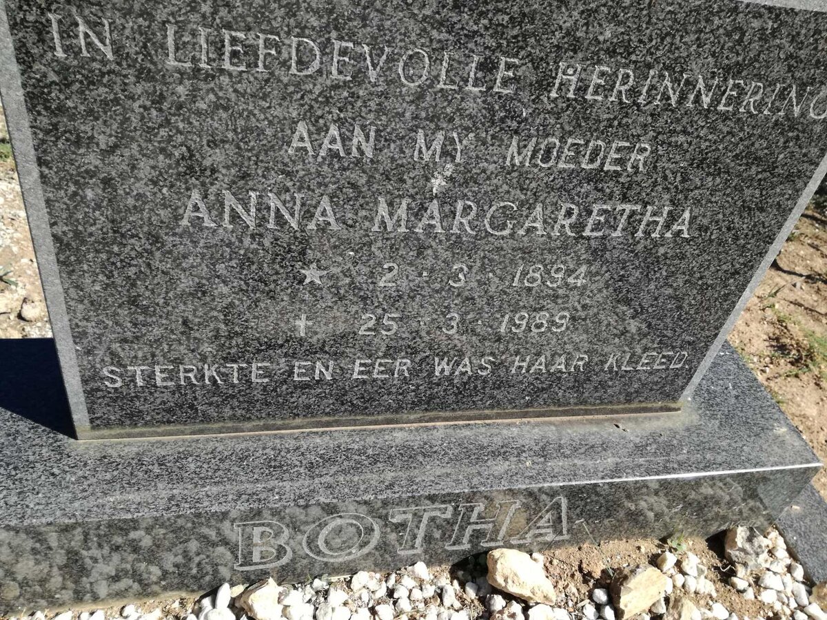 BOTHA Anna Margaretha 1894-1989