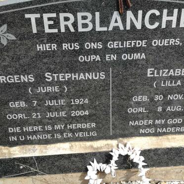 TERBLANCHE Jurgens Stephanus 1924-2004 &amp; Elizabeth 1925-2003
