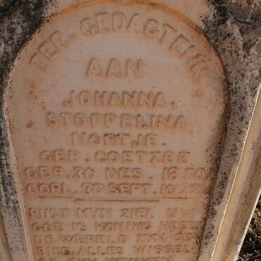NORTJE Johanna Stoffelina nee COETZEE 1850-1922