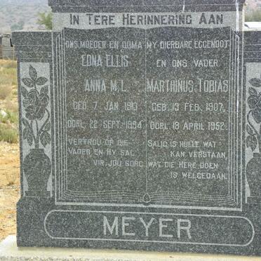 MEYER Marthinus Tobias 1907-1952 &amp; Edna Ellis Anna M.L. 1913-1994