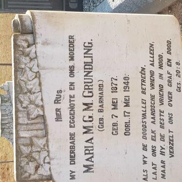 GRUNDLING Maria M.G.M. nee BARNARD 1877-1940