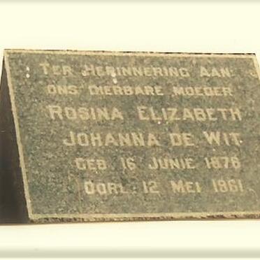 WIT Rosina Elizabeth Johanna, de voorheen FOURIE nee MEYER 1876-1961