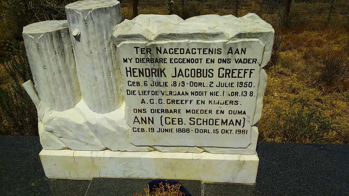 GREEFF Hendrik Jacobus 1879-1950 &amp; Ann SCHOEMAN 1888-1981