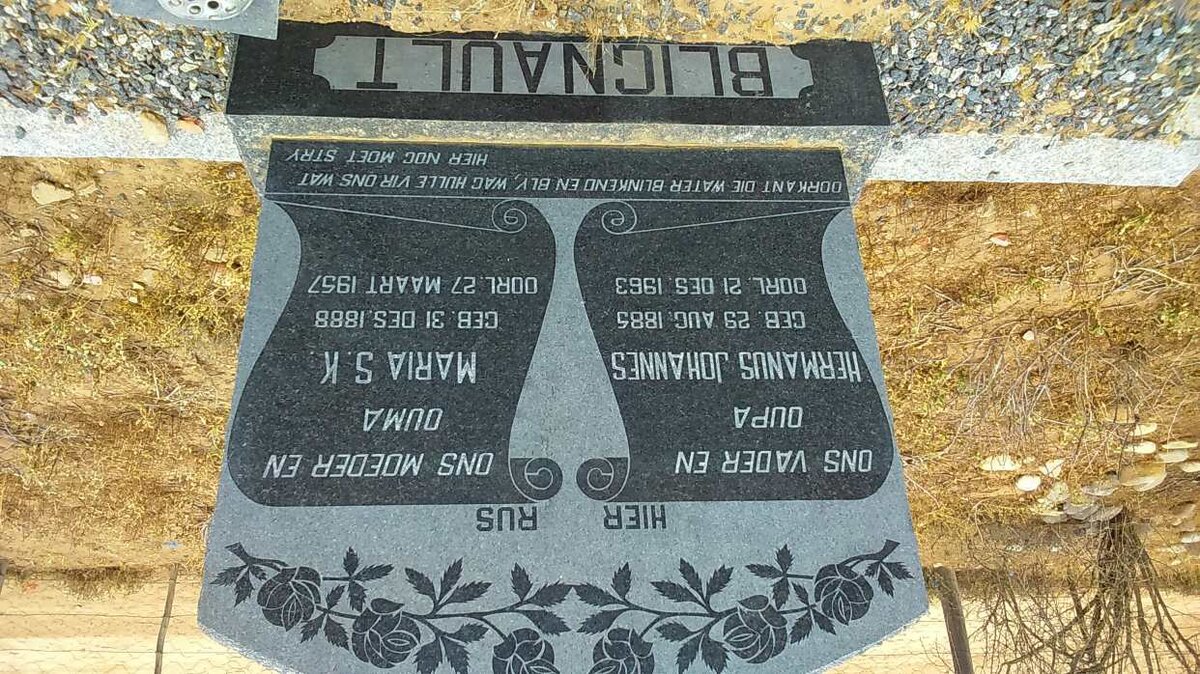 BLIGNAULT Hermanus Johannes 1885-1963 &amp; Maria S.K. 1888-1957