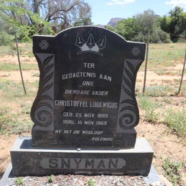 SNYMAN Christoffel Lodewicus 1889-1969