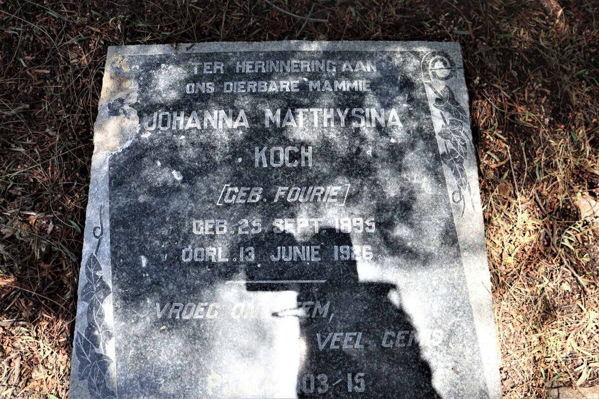 KOCH Johanna Matthysina nee FOURIE 1895-1926