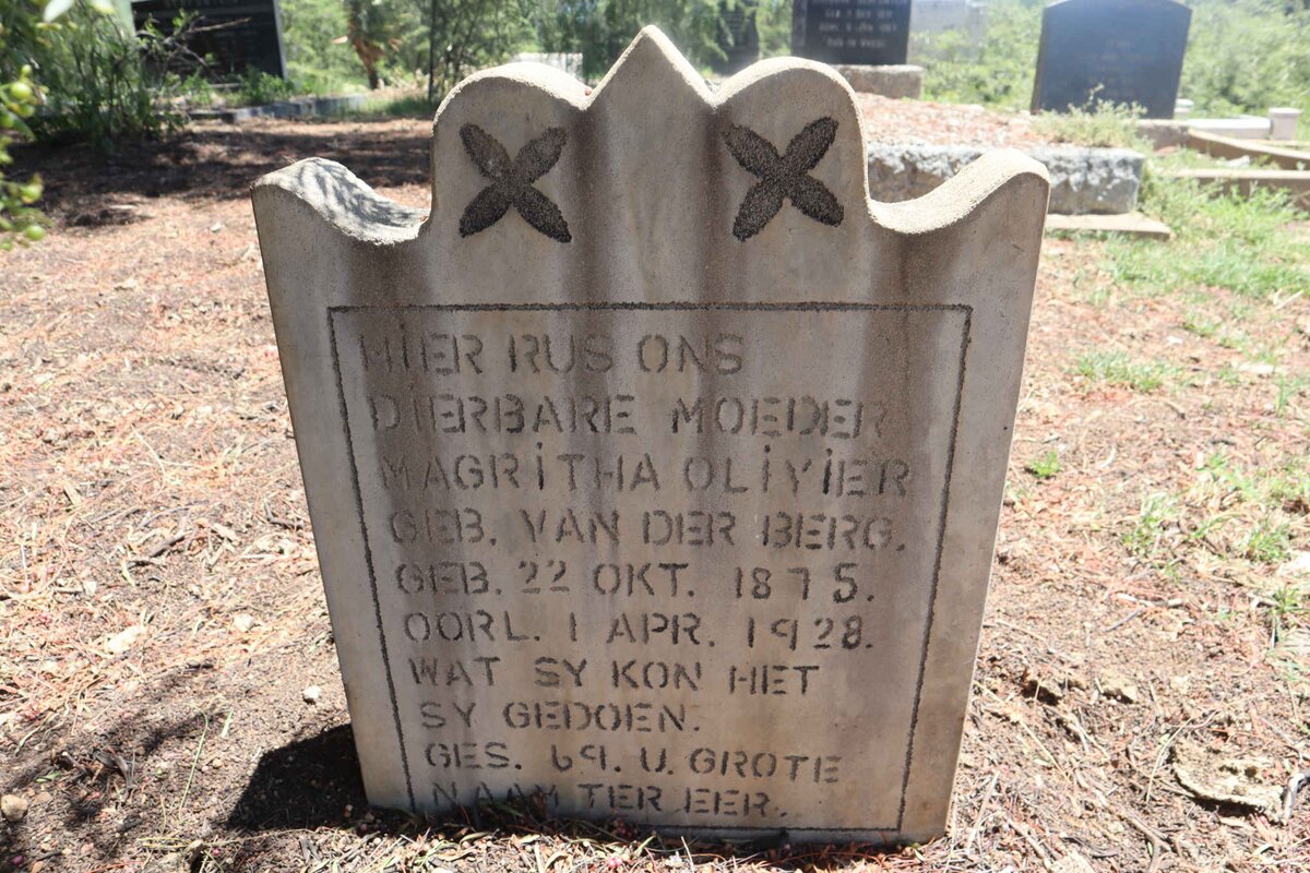 OLIVIER Magritha nee VAN DER BERG 1875-1928