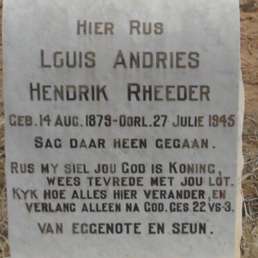 RHEEDER Louis Andries Hendrik 1879-1945