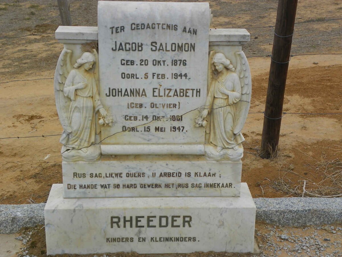 RHEEDER Jacob Salomon 1876-1944 &amp; Johanna Elizabeth OLIVIER 1881-1947