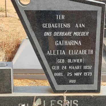 PLESSIS Catharina Aletta Elizabeth, du nee OLIVIER 1892-1979