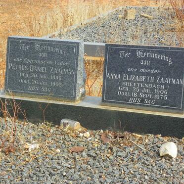 ZAAYMAN Petrus Daniel 1896-1962 &amp; Anna Elizabeth BREYTENBACH 1906-1975