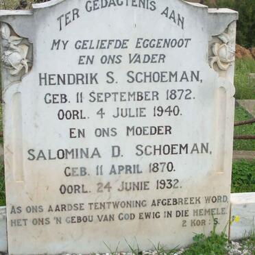 SCHOEMAN Hendrik S. 1872-1940 &amp; Salomina D. 1870-1932
