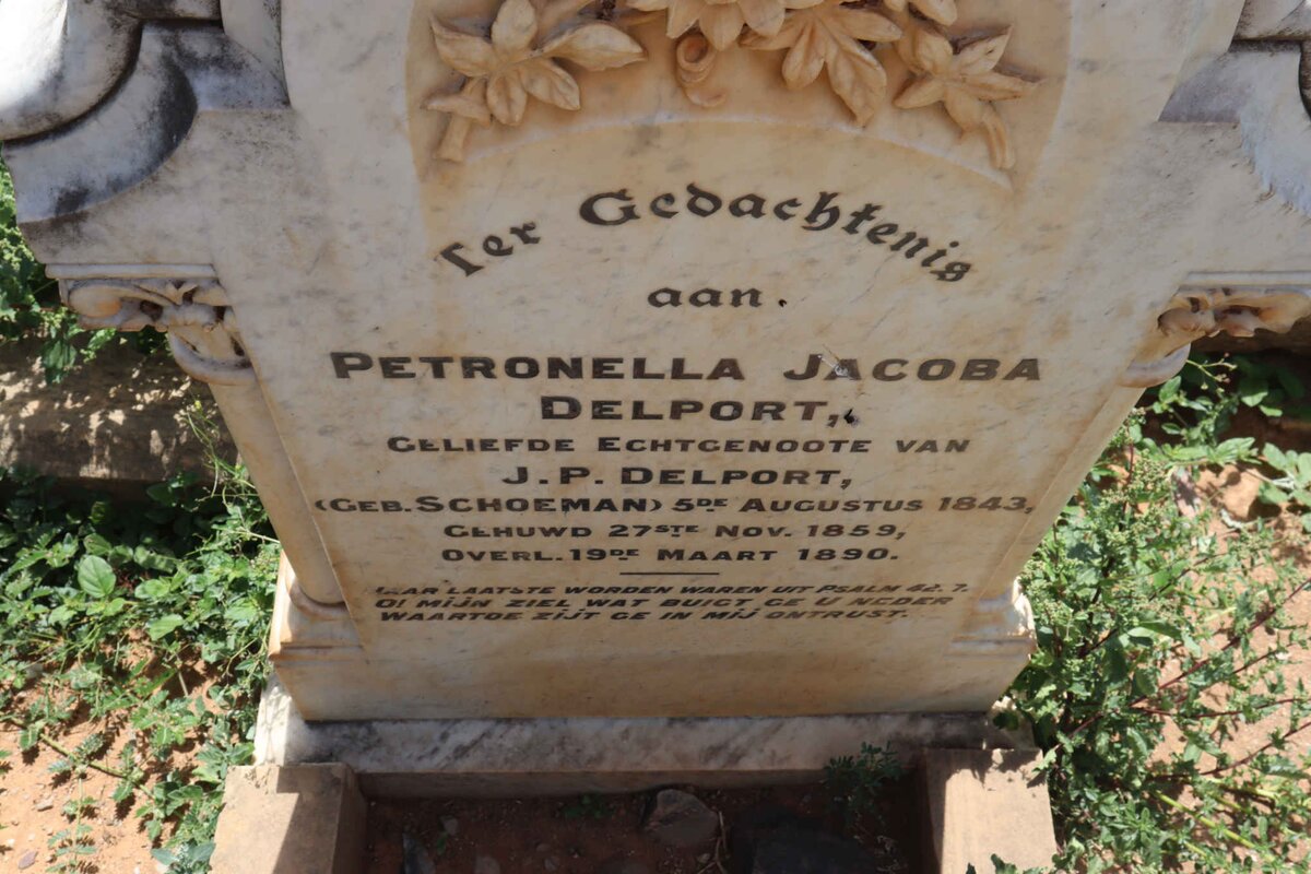 DELPORT Petronella Jacoba nee SCHOEMAN 1843-1890