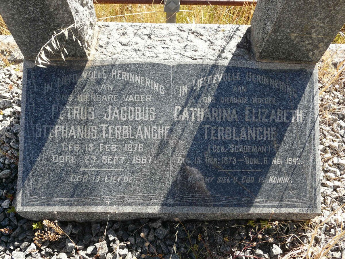 TERBLANCHE Petrus Jacobus Stephanus 1876-1967 &amp; Catharina Elizabeth SCHOEMAN 1873-1942