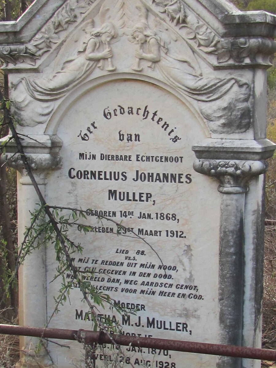 MULLER Cornelius Johannes 1868-1912 & Martha M.J. NORTJE 1870-1828